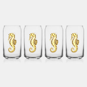 Gold Polygonal Seahorse Can Glass