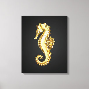 Gold Polygonal Seahorse Canvas Print