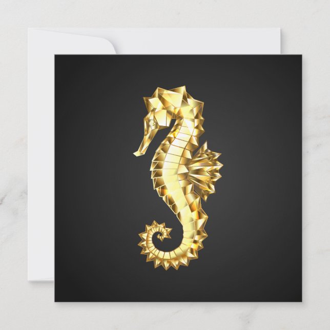 Gold Polygonal Seahorse Card (Front)