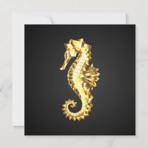 Gold Polygonal Seahorse Card