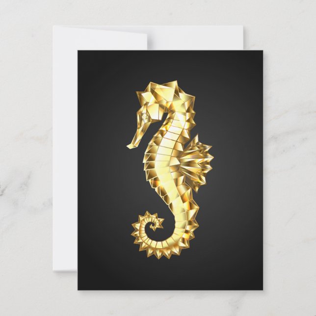 Gold Polygonal Seahorse Card (Front)