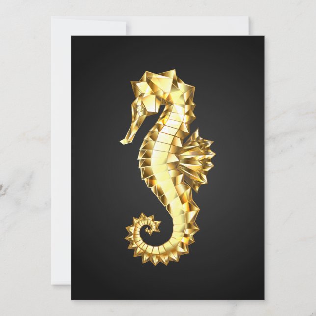 Gold Polygonal Seahorse Card (Front)