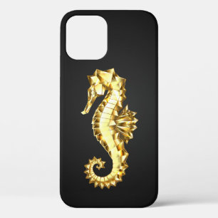 Gold Polygonal Seahorse iPhone 12 Case
