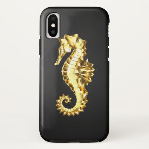 Gold Polygonal Seahorse iPhone X Case