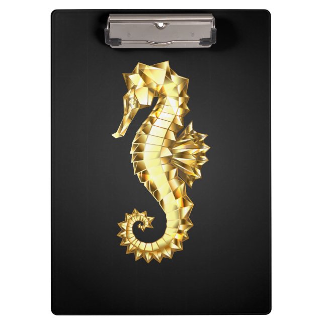 Gold Polygonal Seahorse Clipboard (Front)