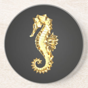 Gold Polygonal Seahorse Coaster