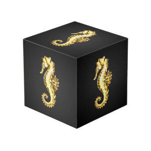 Gold Polygonal Seahorse Cube