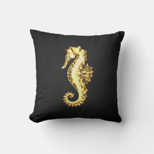 Gold Polygonal Seahorse Cushion