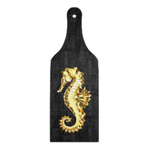 Gold Polygonal Seahorse Cutting Board
