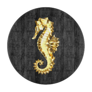 Gold Polygonal Seahorse Cutting Board
