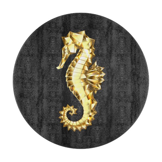 Gold Polygonal Seahorse Cutting Board (Front)