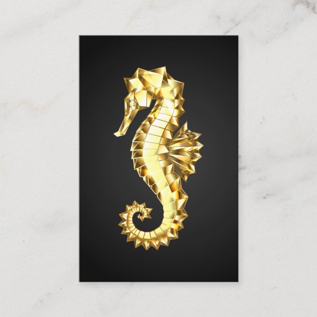 Gold Polygonal Seahorse Discount Card (Front)
