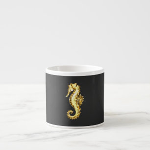 Gold Polygonal Seahorse Espresso Cup