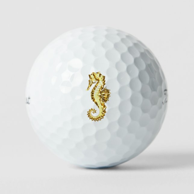 Gold Polygonal Seahorse Golf Balls (Front)