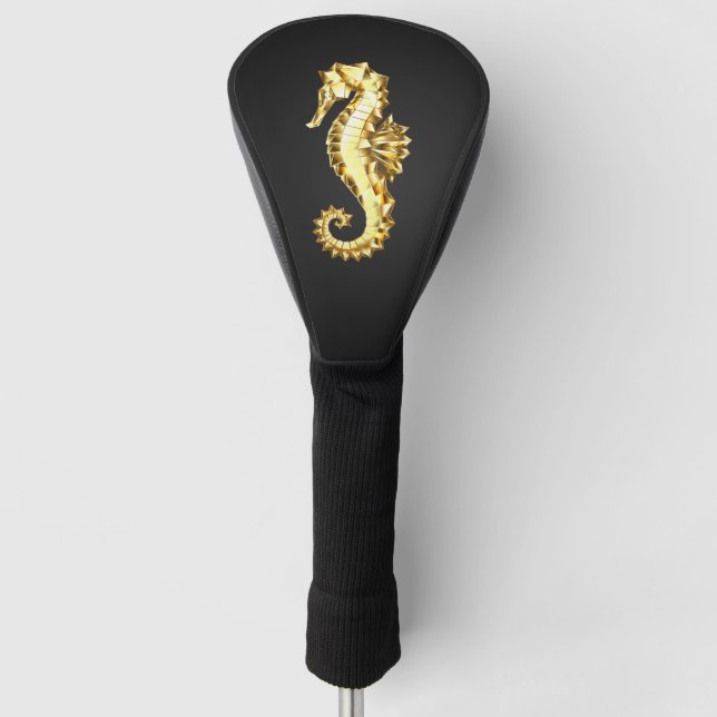 Gold Polygonal Seahorse Golf Head Cover (Front)