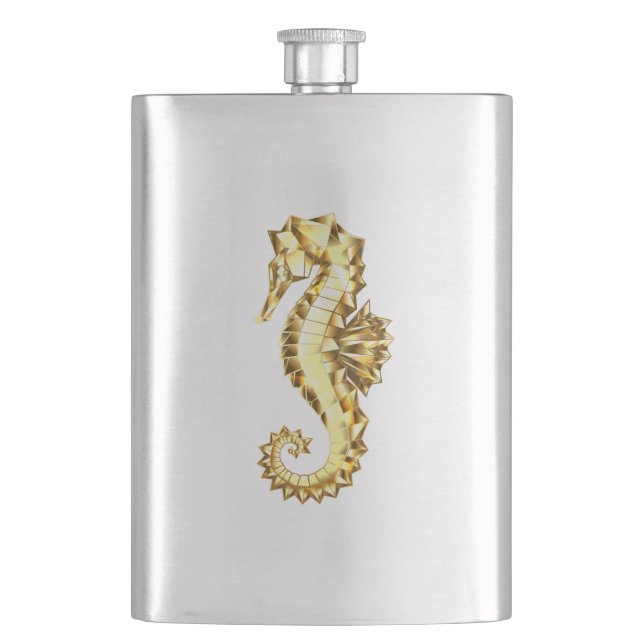 Gold Polygonal Seahorse Hip Flask (Front)