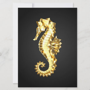 Gold Polygonal Seahorse Holiday Card