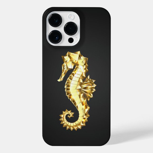 Gold Polygonal Seahorse iPhone Case (Back)