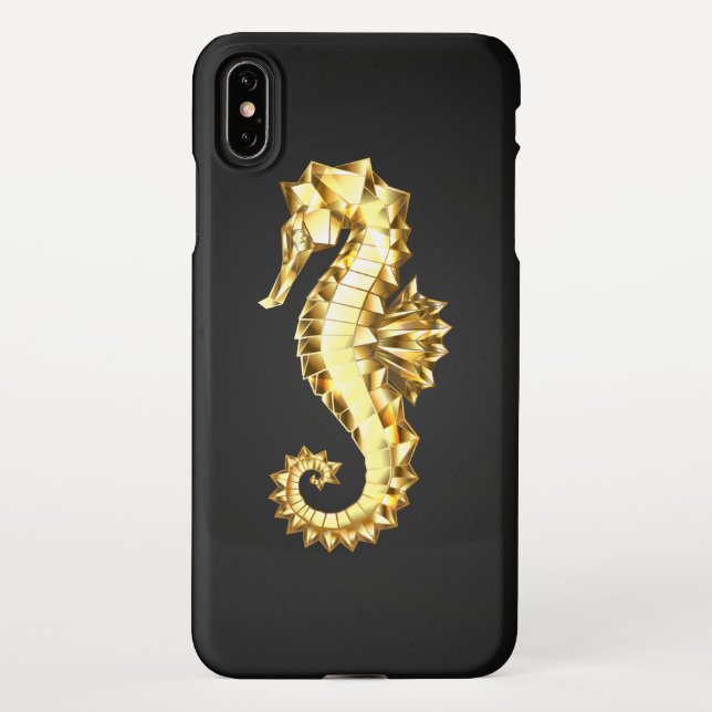 Gold Polygonal Seahorse iPhone Case (Back)