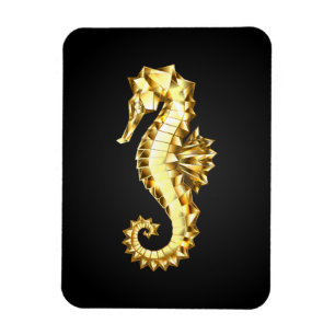 Gold Polygonal Seahorse Magnet