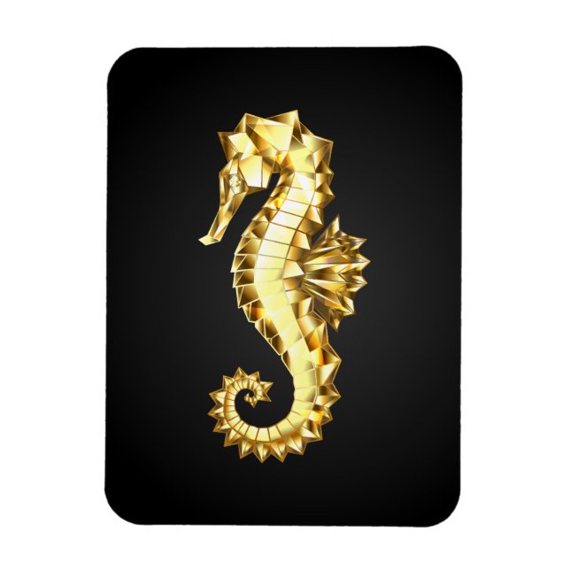 Gold Polygonal Seahorse Magnet (Vertical)