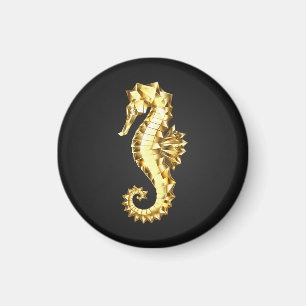 Gold Polygonal Seahorse Magnet