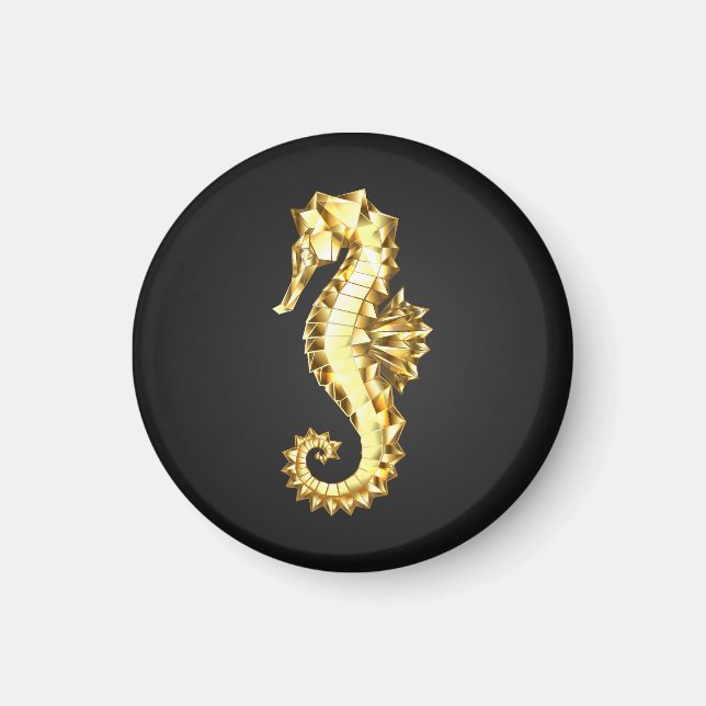 Gold Polygonal Seahorse Magnet (Front)