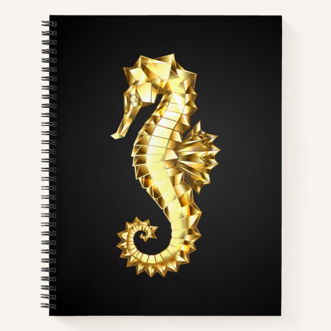 Gold Polygonal Seahorse Notebook (Front)