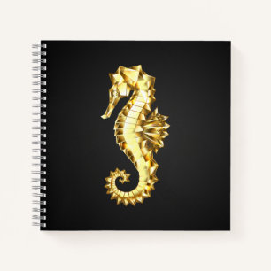 Gold Polygonal Seahorse Notebook