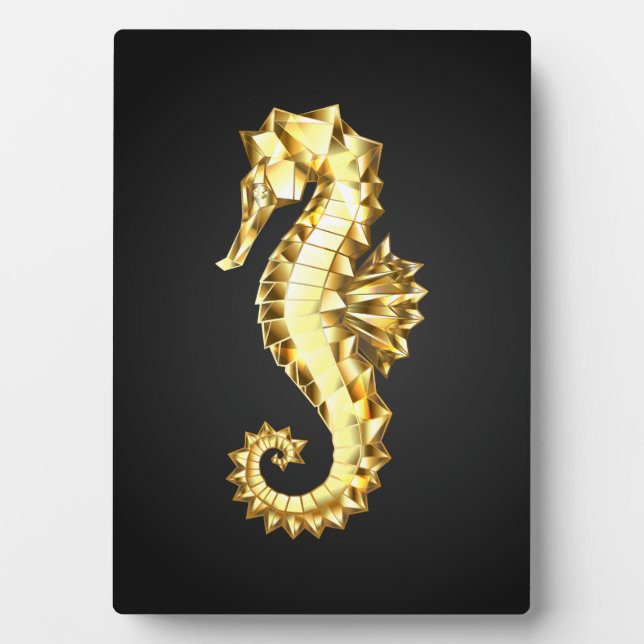 Gold Polygonal Seahorse Plaque (Front)