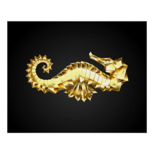 Gold Polygonal Seahorse Poster