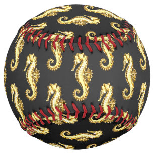Gold Polygonal Seahorse Softball