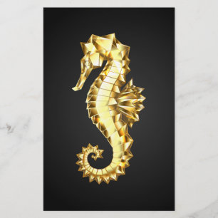 Gold Polygonal Seahorse Stationery