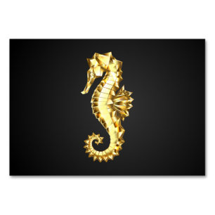 Gold Polygonal Seahorse Table Number