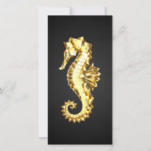 Gold Polygonal Seahorse Thank You Card