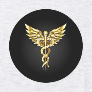 Gold Polygonal Symbol Caduceus