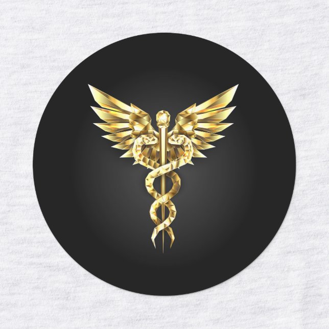 Gold Polygonal Symbol Caduceus (Design 1)