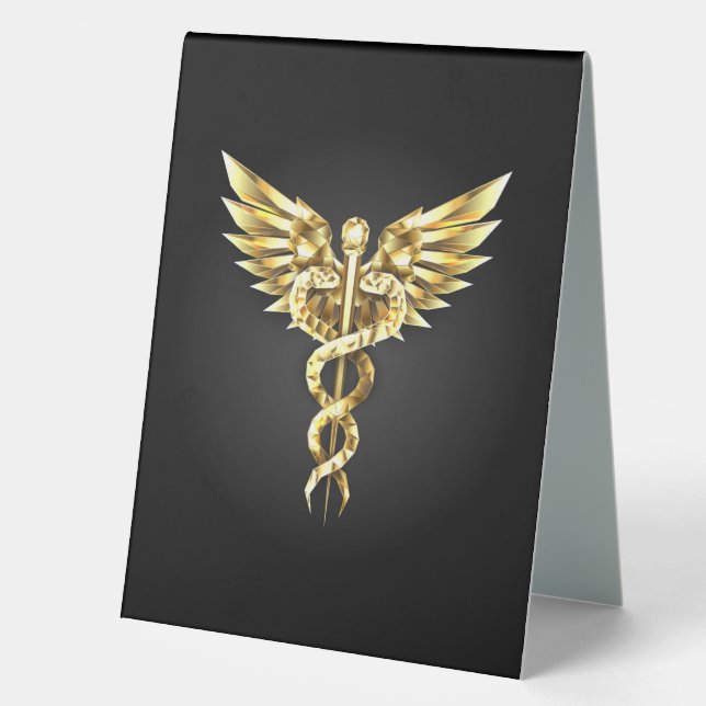 Gold Polygonal Symbol Caduceus (Front)