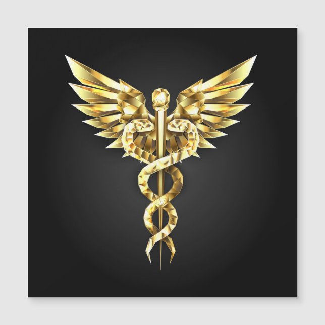 Gold Polygonal Symbol Caduceus (Front)