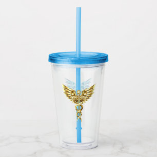 Gold Polygonal Symbol Caduceus Acrylic Tumbler
