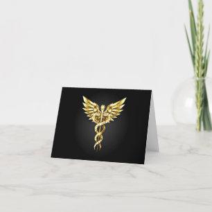 Gold Polygonal Symbol Caduceus Announcement