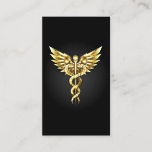 Gold Polygonal Symbol Caduceus Appointment Card