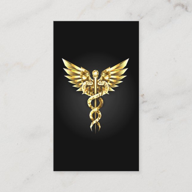 Gold Polygonal Symbol Caduceus Appointment Card (Front)