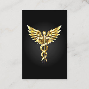 Gold Polygonal Symbol Caduceus Appointment Card