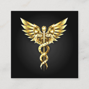 Gold Polygonal Symbol Caduceus Appointment Card