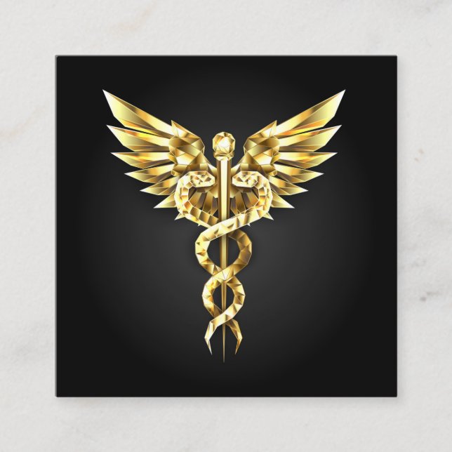 Gold Polygonal Symbol Caduceus Appointment Card (Front)