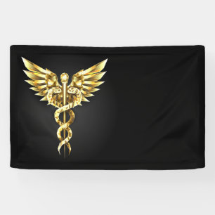 Gold Polygonal Symbol Caduceus Banner