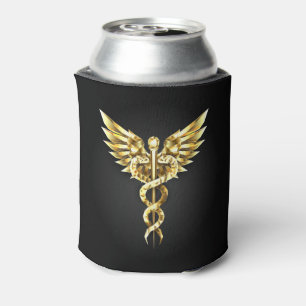 Gold Polygonal Symbol Caduceus Can Cooler
