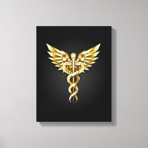 Gold Polygonal Symbol Caduceus Canvas Print