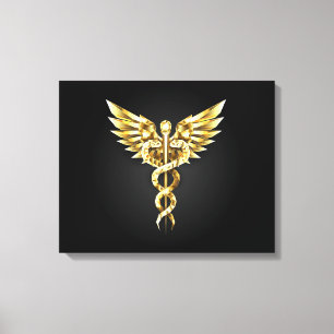 Gold Polygonal Symbol Caduceus Canvas Print